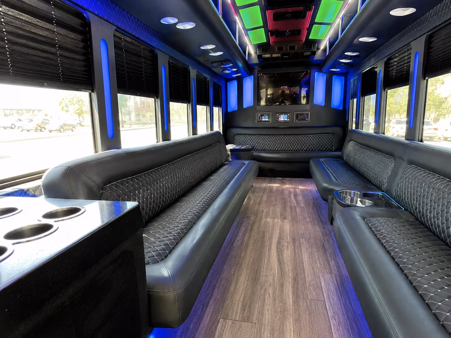 covina 15 passenger party bus inside