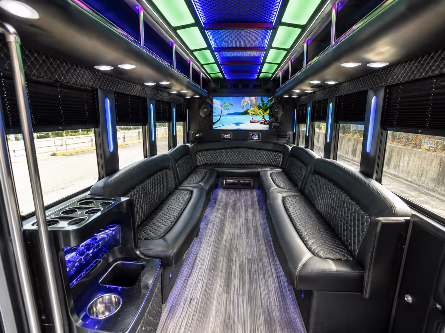 covina 18 passenger party bus inside