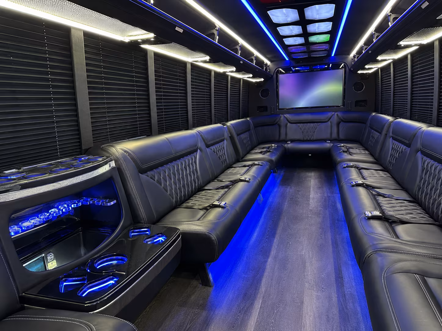 covina 20 passenger party bus inside