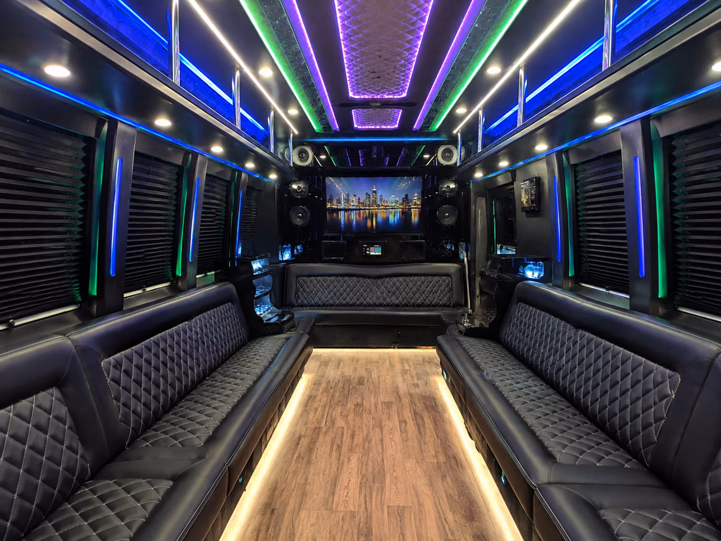 covina 25 passenger party bus interior