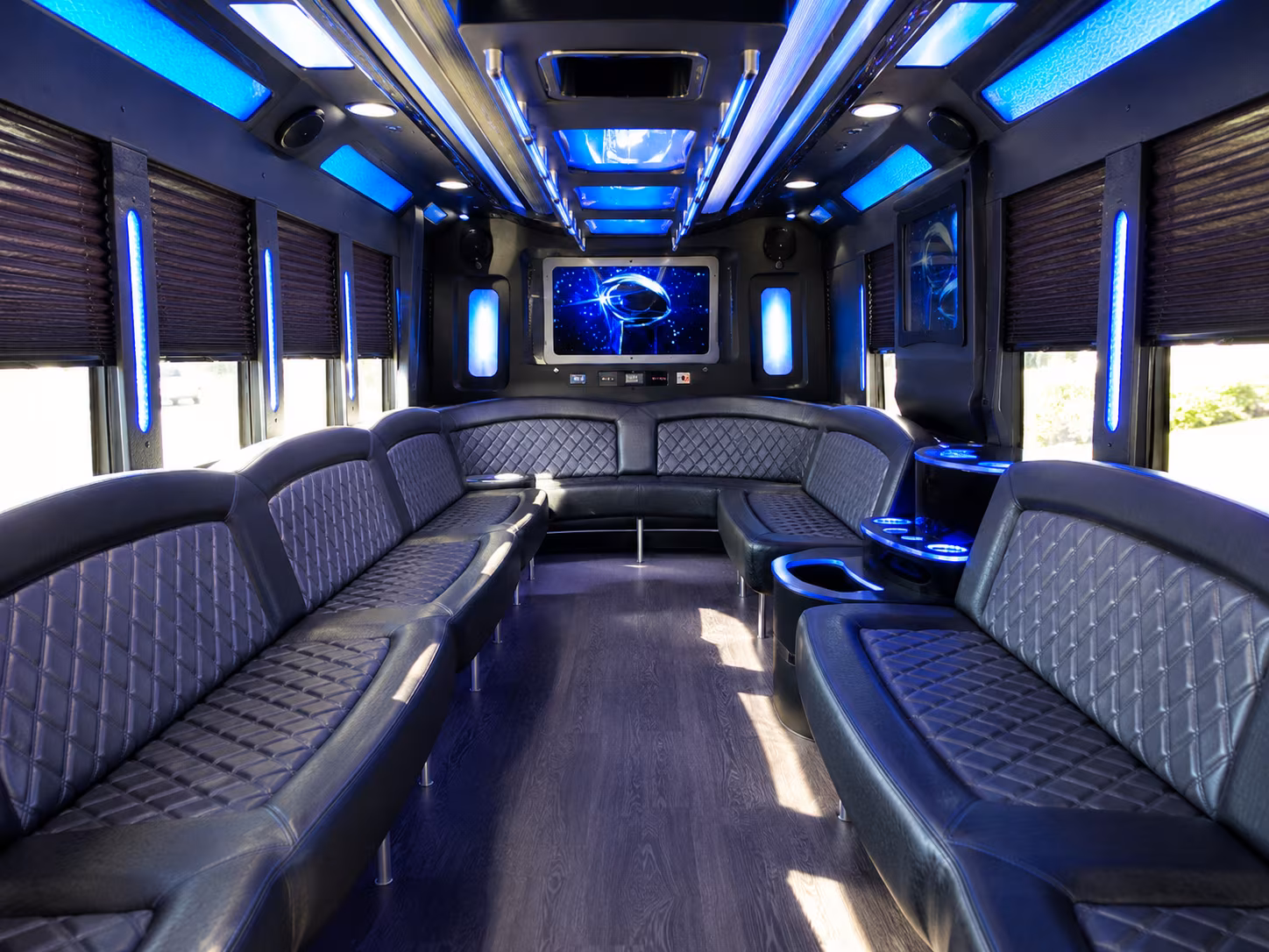 covina 28 passenger party bus inside