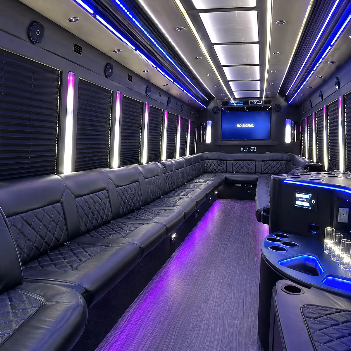 covina 30 passenger party bus inside