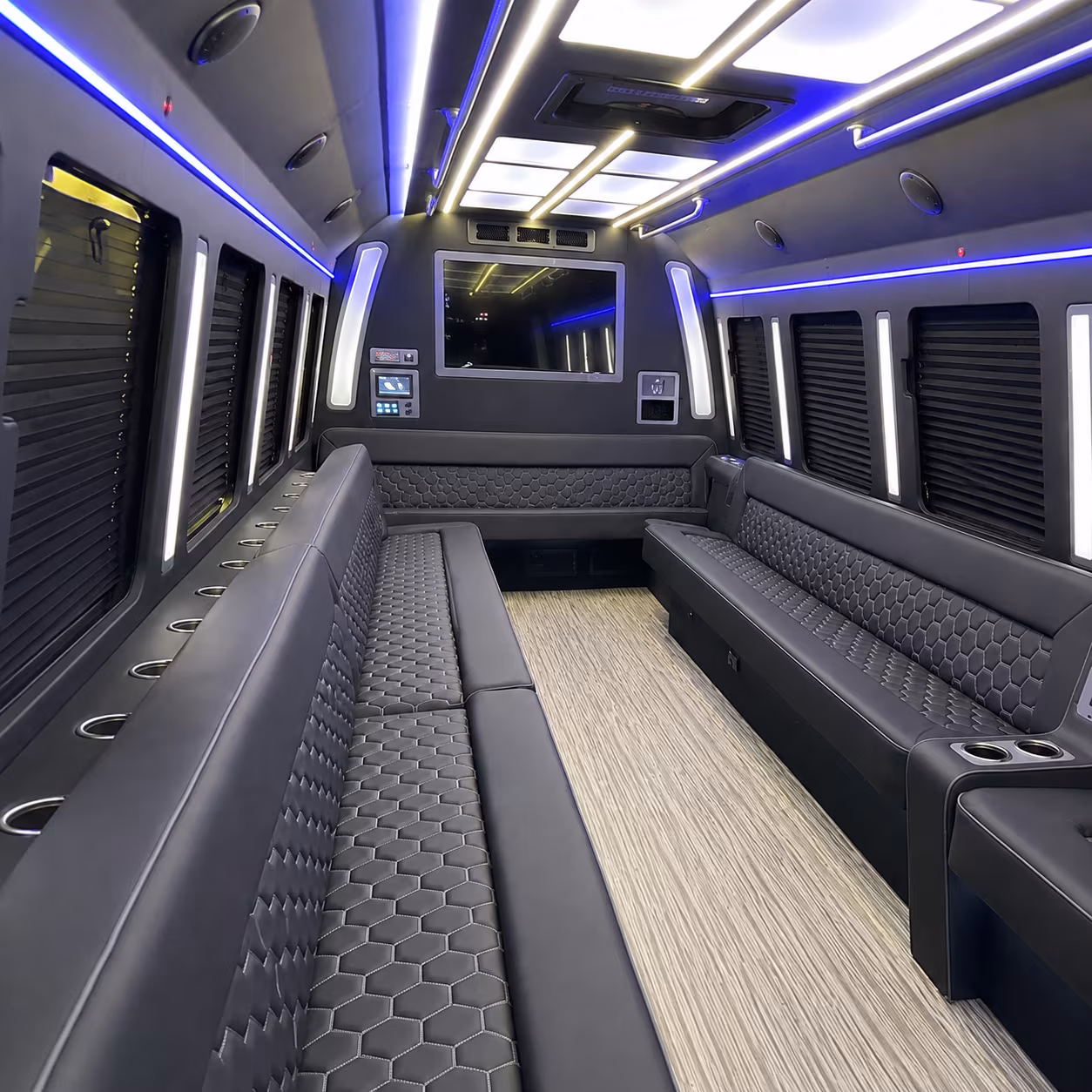 covina 40 passenger party bus inside