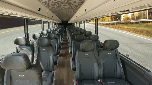 Interior of Charter Bus Company Covina's 35 Passenger Minibus in Covina