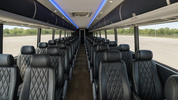 Interior of Charter Bus Company Covina's 55 Passenger Charter Bus in Covina