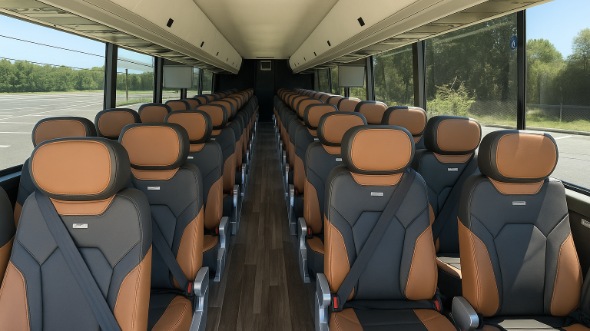covina 55 passenger charter bus inside