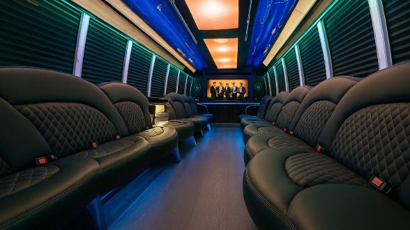 Interior of Charter Bus Company Covina's Party Bus in Covina